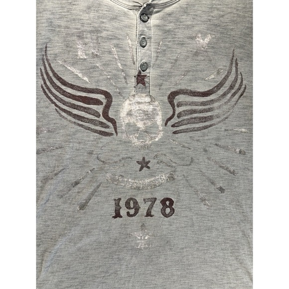 Y2K Helix Short Sleeve Henley Shirt Men's Large Skulls Graphic Skater Grunge - Picture 3 of 13